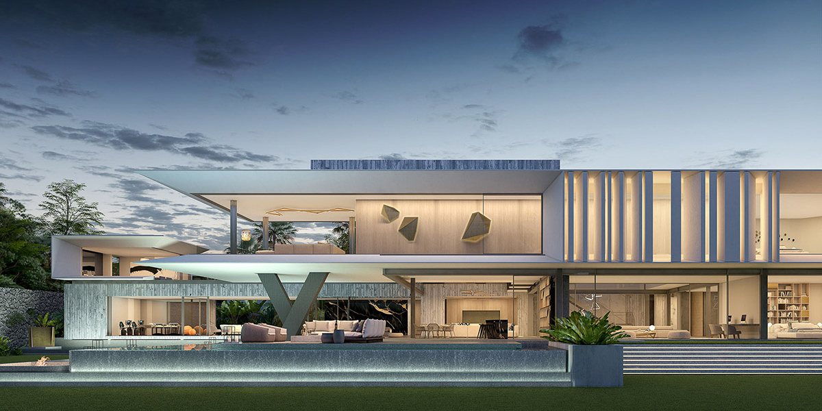 Residencia con grandes ventanas